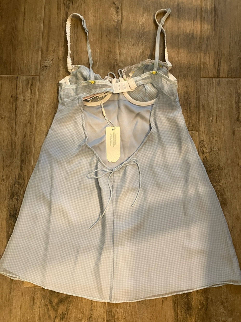🍋For Love & Lemons Gingham Rose slip dress sz S NWT - Picture 7 of 13